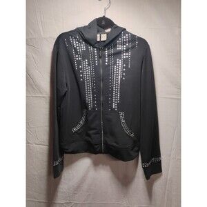 Rod's Zip Up Woman's Hoodie Jacket Size Large Black Punk Goth Gothic